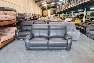 Ex-Display La-Z-Boy Grey Leather Electric Recliner 3 Seater Sofa