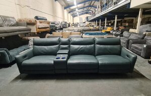 Ex-Display Renato Green Leather Electric Large Sofa with Smart Console