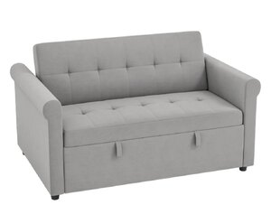 HOMCOM Two-Seater Velvet-Feel Sofa Bed - Grey - Ex-Display