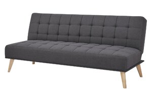 Grey 2 Seater Click Clack Fabric Sofa Bed Wooden Legs Kelly - Ex-Display Unboxed
