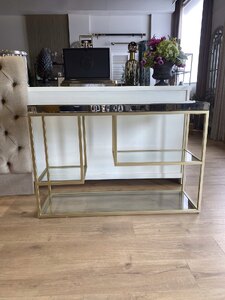 Console Table Ex-Display Mirror Top With Glass Shelves