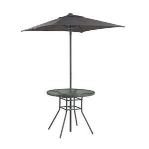 Grey Round Outdoor Dining Table With Parasol Andorra - Ex-Display