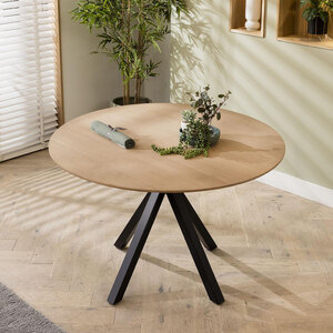 Ex-Display Virgo 4 Seater Solid Wooden Round Dining Table Natural 120cm