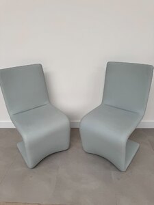 2 x Ex-Display Bonaldo Venere Leather Dining Chairs in Pale Sky Blue