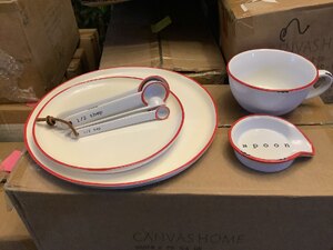 Canvas Home Dinner Set Ex-Display Red/White 5 Pieces