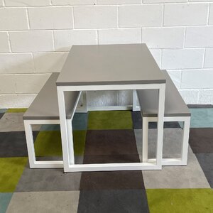 Urban Compact Dining Table and Bench Set in White, Ex-Display Item