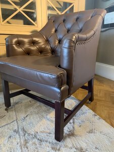Ex-Display George Smith Georgian Desk Chair, Brown Leather Button Back