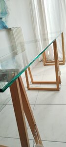 Large Desk Console Table with Glass Panels 249cm by Label Home Ex-Display