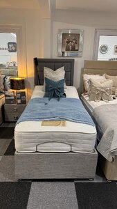 Dura Beds Electric Adjustable Single Bed Frame with Mattress, Grey Ex-Display