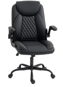 HOMCOM Faux Leather Office Chair with Flip-Up Armrests - Black - Ex-Display