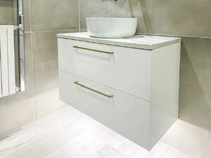 Ex-Display Novum 800mm White Gloss Vanity Unit / Worktop and Bowl