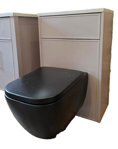 Ellis Rosedale WC Unit Blush Pink + Tissino W/H Matt Black WC & Seat Ex-Display