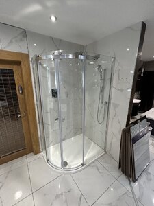 Frameless 1200x900 Offset Quadrant Shower Cubicle and Tray, Ex-Display