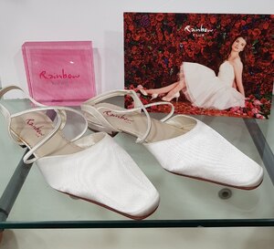 Rainbow Club Gaby Kids Wedding Shoes UK 1 Ivory Satin Ex-Display