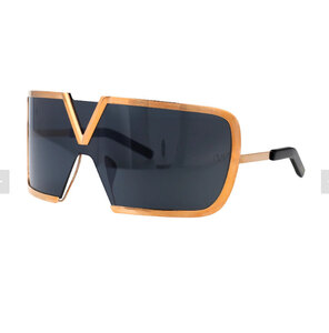 New Valentino V-Romask VLS 120 Gold Black Shield Sunglasses Ex-Display