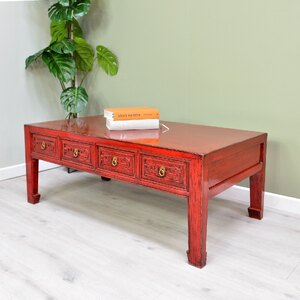 Ex-Display Chinese/Thai Style Red 8 Drawer Coffee Table