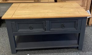 Corona Charcoal 2 Drawer Pine Coffee Table (Ex-Display)
