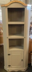 Corona Grey Wax Corner Display Unit Bookcase with Door (Ex-Display)