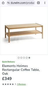 Dunelm Elements Holmes Rectangular Ex-Display Coffee Table, Oak Veneer