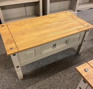Corona Grey Wax Pine Coffee Table with Drawer, Ex-Display