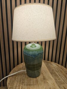 Hugo Reactive Glaze Ceramic Table Lamp, Green - Ex-Display