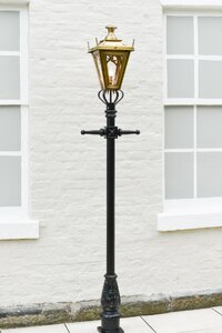 Used Ex-Display 2.3m Antique Brass Gothic Lamp Post Garden Lighting