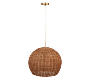 John Lewis Tisse Round Ball Rattan Brass 45cm Pendant Ceiling Light - Ex-Display