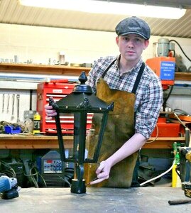 Used Ex-Display 70cm Tall Black Victorian Lantern Lamp Post Light Top