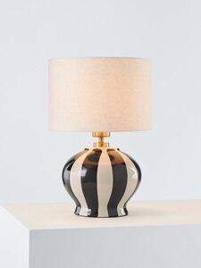 John Lewis Burano Striped Ceramic Table Lamp, Noir/Putty, Ex-Display