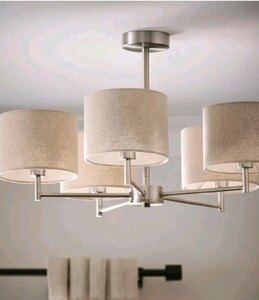 John Lewis Blakely 5 Arm Ceiling Pendant, Satin Chrome, Ex-Display