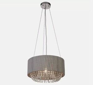1 Light Pendant Ceiling Light Grey Shade Chrome Finish Bellano Ex-Display Boxed