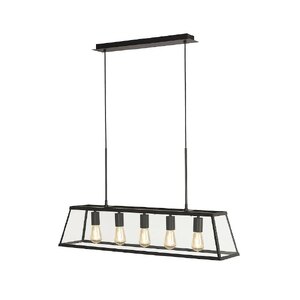 5 Light Glass Pendant Lantern Ceiling Light Black Bellevue - Ex-Display Unboxed