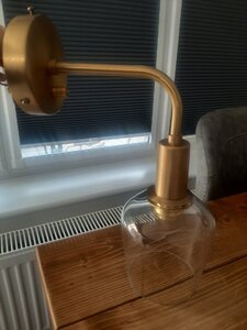 Industville Sleek Cone Brass Effect Wall Light, Glass Shade, Ex-Display Model
