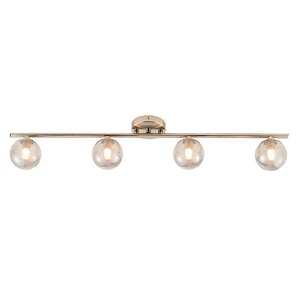 4 Lamp Spotlight Bar Satin Nickel with Smoke Glass Shades Orb - Ex-Display Boxed