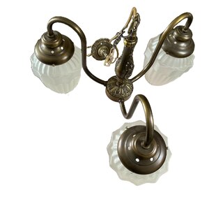 Laura Ashley 3 Branch Ceiling Light VGC Bronze & Opaline Glass Ex-Display