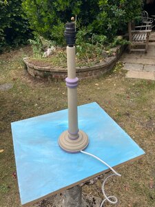 Hand Turned Ex Shop Display Painted Lamp Base