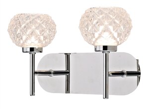 2 Light Wall Lamp Integrated Cut Glass Chrome Finish - Ex-Display Unboxed