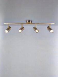John Lewis Obi 4 Spotlight Ceiling Bar, Matt Nickel/Gold Ex-Display