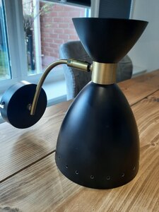 John Lewis Oscar Wall Light, Black/Brass, Ex-Display Model