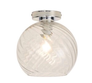 1 Light Flush Ceiling Lamp Polished Chrome Swirled Glass Amy - Ex-Display Boxed