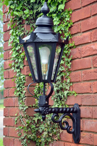 Used Ex-Display 88cm Black Hexagonal Garden Wall Light Set With Ornate Bracket
