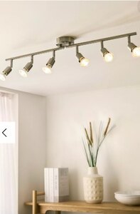 John Lewis Keely 6 Spotlight Ceiling Bar, Brushed Steel, Ex-Display