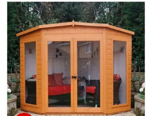 Clearance Brown Tongue & Groove Summerhouse with Double Doors