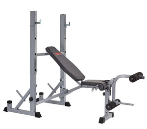 York 540 Barbell Weight Bench with Folding Squat Rack and Leg Curl Extension - Ex-Display