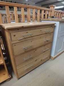 Pine 3 Drawer Chest With Keyboard Shelf, Handmade Ex-Display