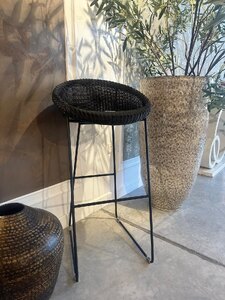 Joe Bar Stool Black Sled Frame in Black Lloyd Loom - Showroom Ex-Display