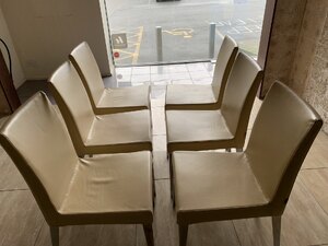 Presotto Set Of 6 Cream Leather Dining Chairs, Ex-Display