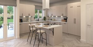 New Brooklands Fenton Slab Kitchen 10 Unit Offer in Cashmere