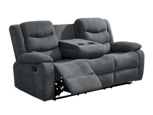 Classic 3 Seater Manual Recliner Sofa Grey Chenille with Cup Holders, Ex-Display