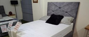 Ex-Display Luxury Ottoman Bed Plush Velvet Upholstered Divan Gas Lift Storage Double Grey